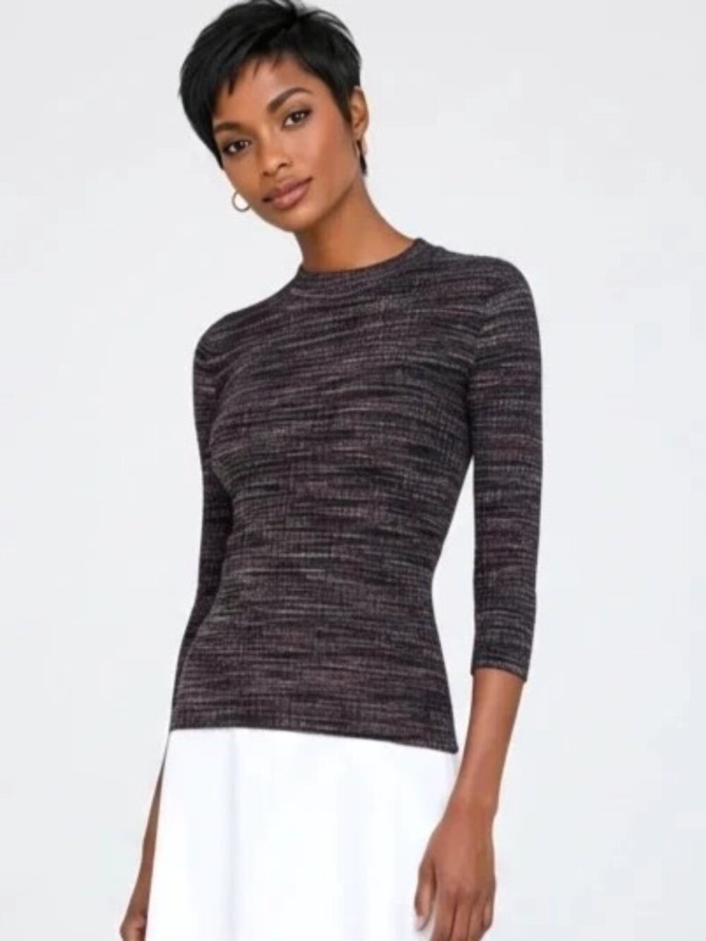 Demylee New York Ribbed Mock Neck Sweater Sz L Large Multicolor Marled Knit